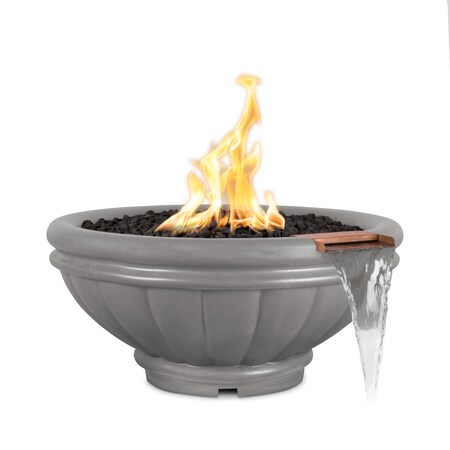 The Outdoor Plus 24 Round Roma Fire & Water Bowl - GFRC Concrete - Natural Gray - Match Lit - Natural Gas OPT-ROMFW24-NGY-NG